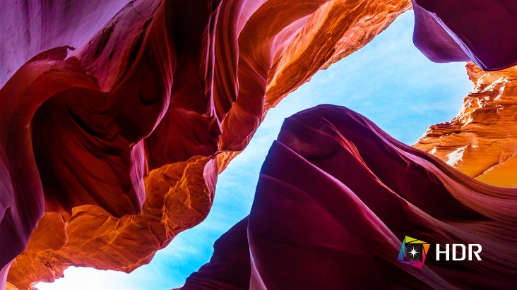 HDR ondersteunt specifieke kleur- en helderheidsniveaus, gebaseerd op het sRGB-kleurengamma van 99% met dramatische kleuren van de inhoud.