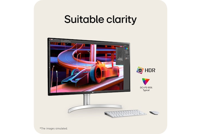 LG 31.5" UHD 4K (3840x2160) HDR IPS Monitor, 32UN650K-W