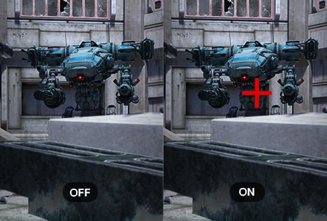 De Crosshair-functie in actie op de UltraGear-monitor.