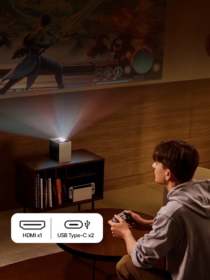 LG CineBeam projecteert een gamescherm