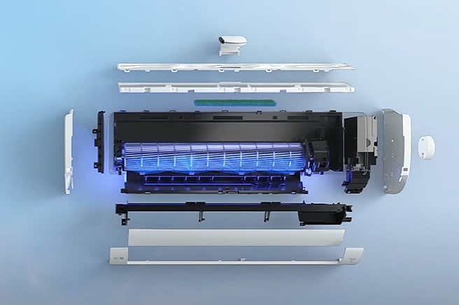Deze afbeelding beschrijft het complete luchtverzorgingssysteem.