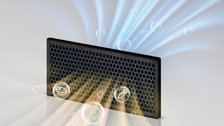 The Deodoriser in LG bottom freezer fridge filtering bad odours through its air vent.