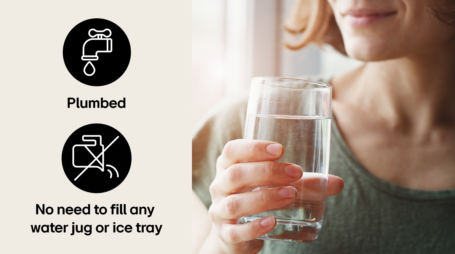 Fresh water pour filling a clear container