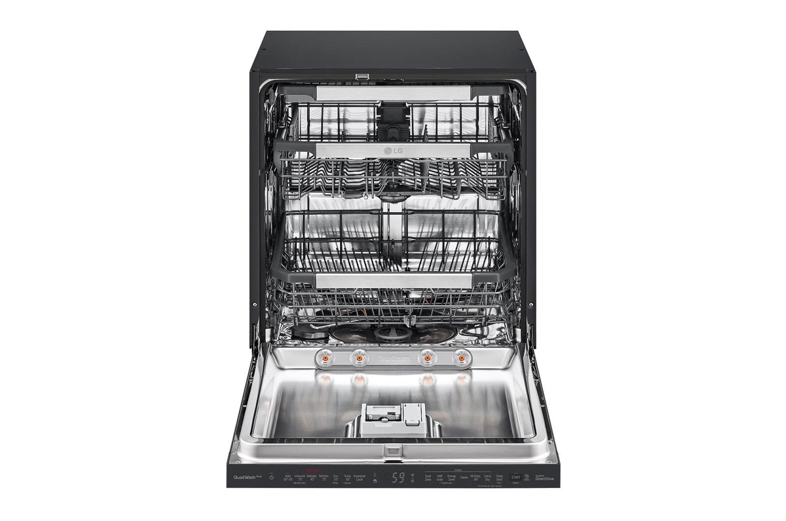 LG 15 Place QuadWash® Dishwasher with Auto Open Door in Matte Black Finish with TrueSteam™ - Built-Under, XD3A25UMB