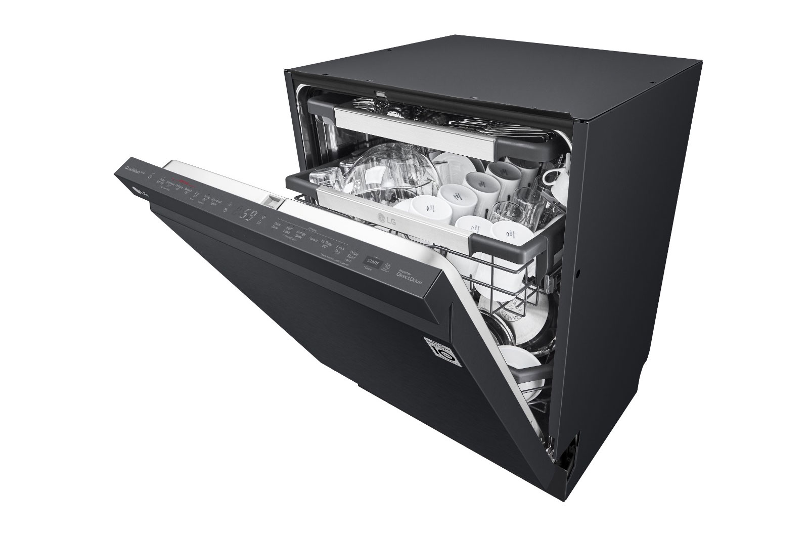 LG 15 Place QuadWash® Dishwasher with Auto Open Door in Matte Black Finish with TrueSteam™ - Built-Under, XD3A25UMB