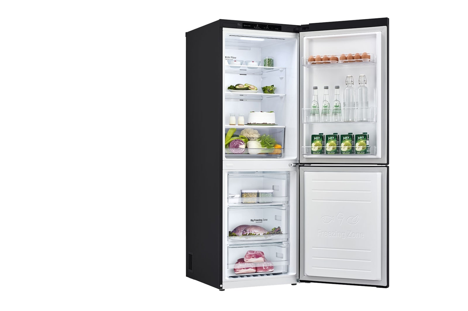 LG 306L Bottom Mount Fridge with Door Cooling in Matte Black Finish, GB-335MBL