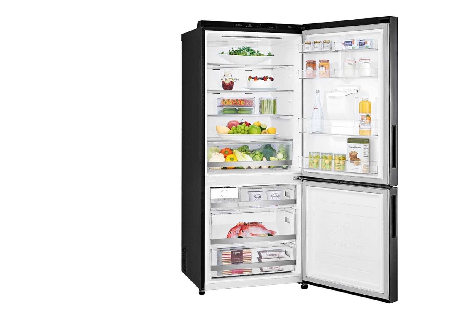 LG 420L Bottom Mount Fridge with Door Cooling in Matte Black Finish, GB-W455MBL