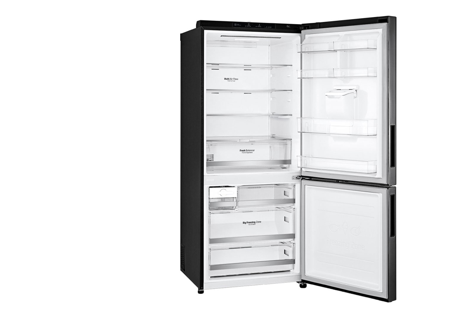 LG 420L Bottom Mount Fridge with Door Cooling in Matte Black Finish, GB-W455MBL