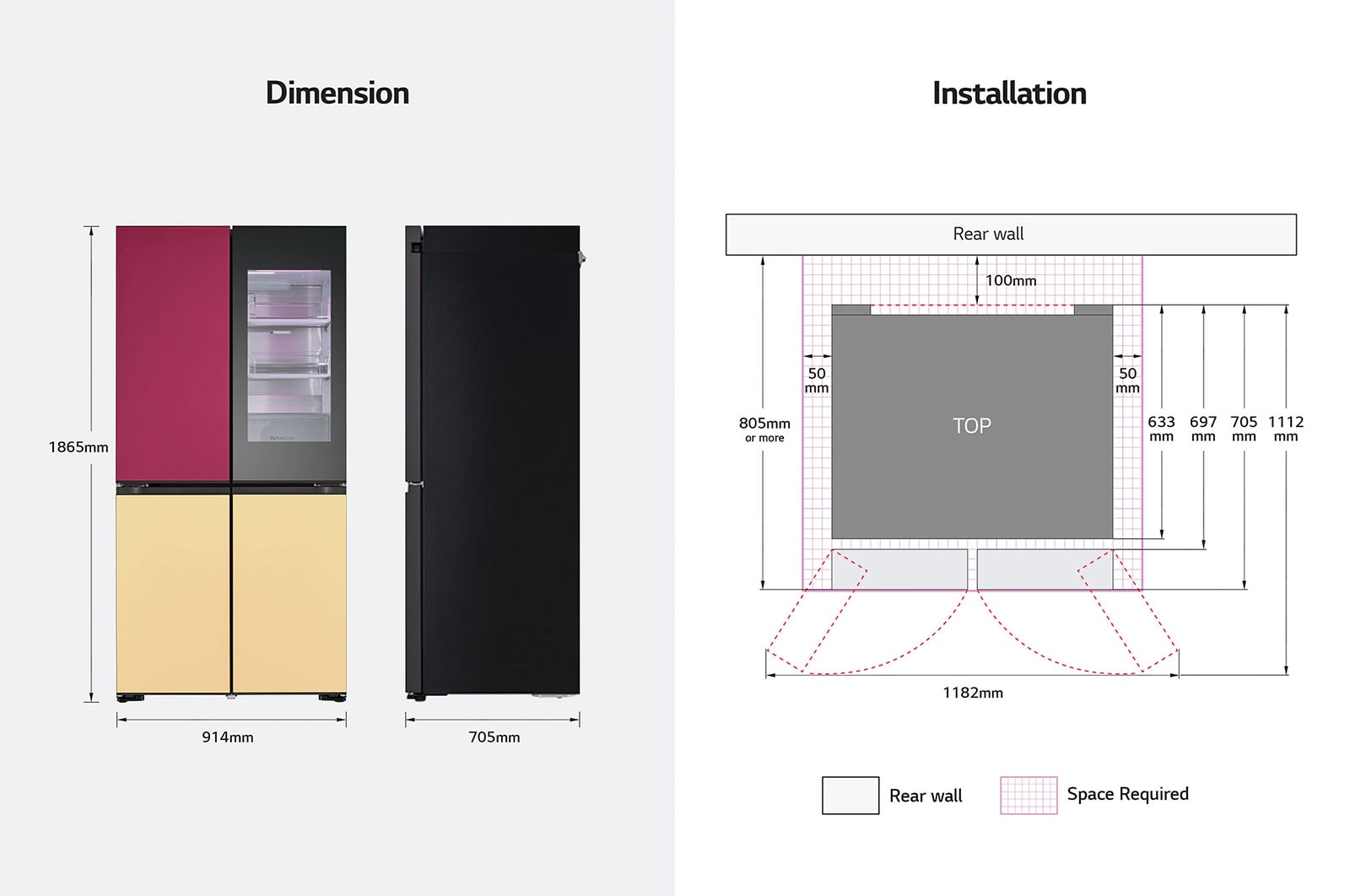 LG 617L French Door Fridge with MoodUP® LED Door Panels, GF-MV600