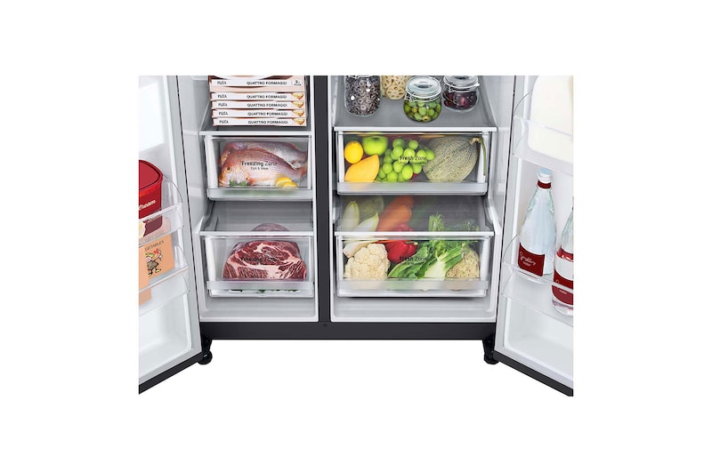 LG 655L Side by Side Fridge - Matte Black Finish, GS-B655MBL