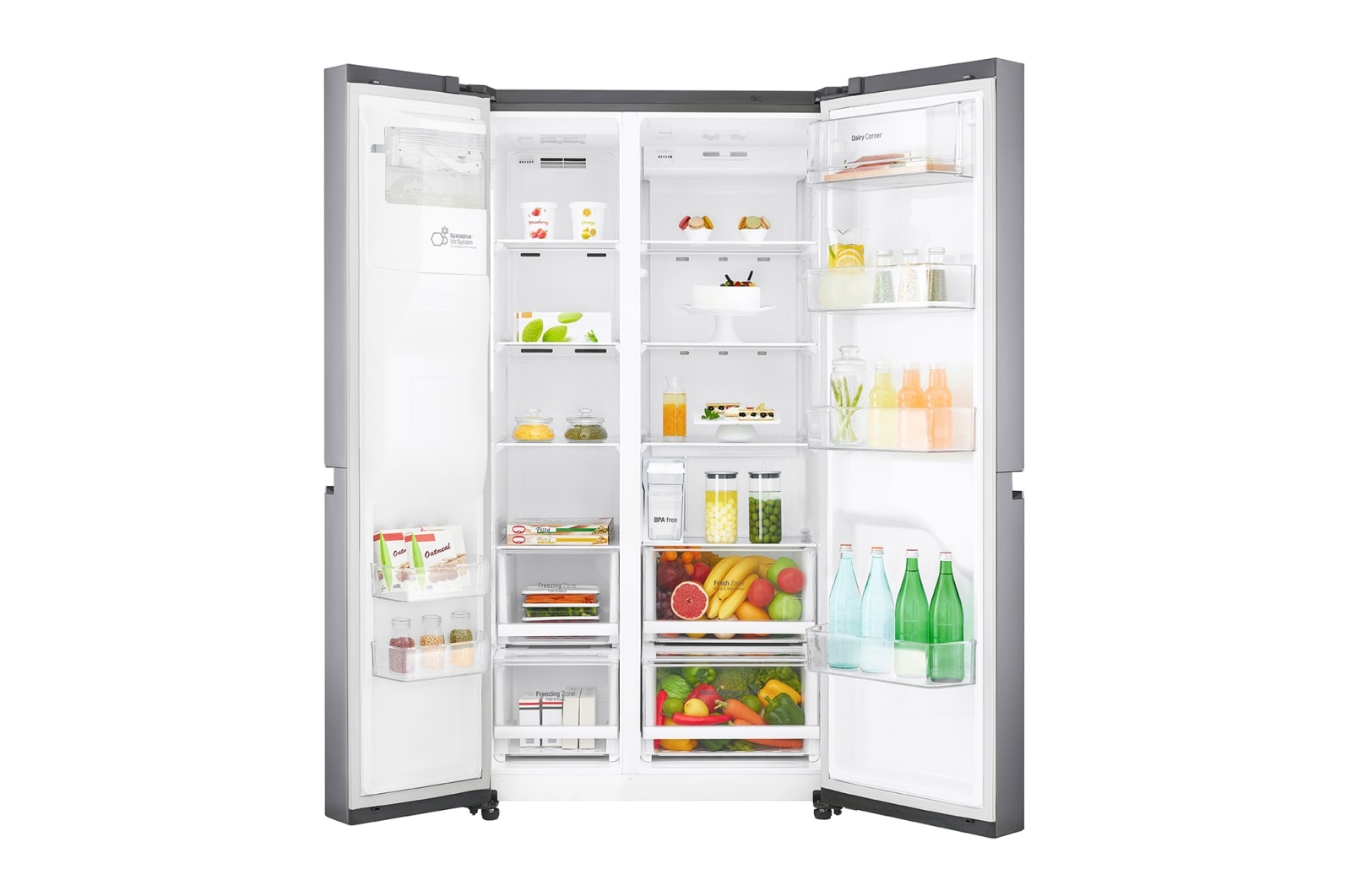 LG 625L Side by Side Fridge non-Plumbed Ice & Water Dispenser, GS-L668PNL