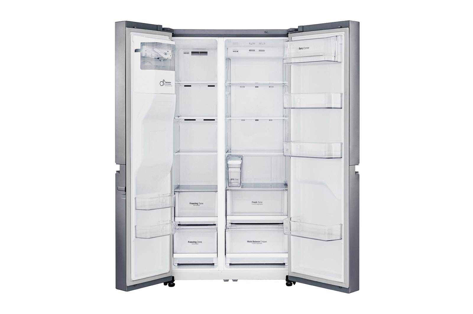 LG 625L Side by Side Fridge non-Plumbed Ice & Water Dispenser, GS-L668PNL