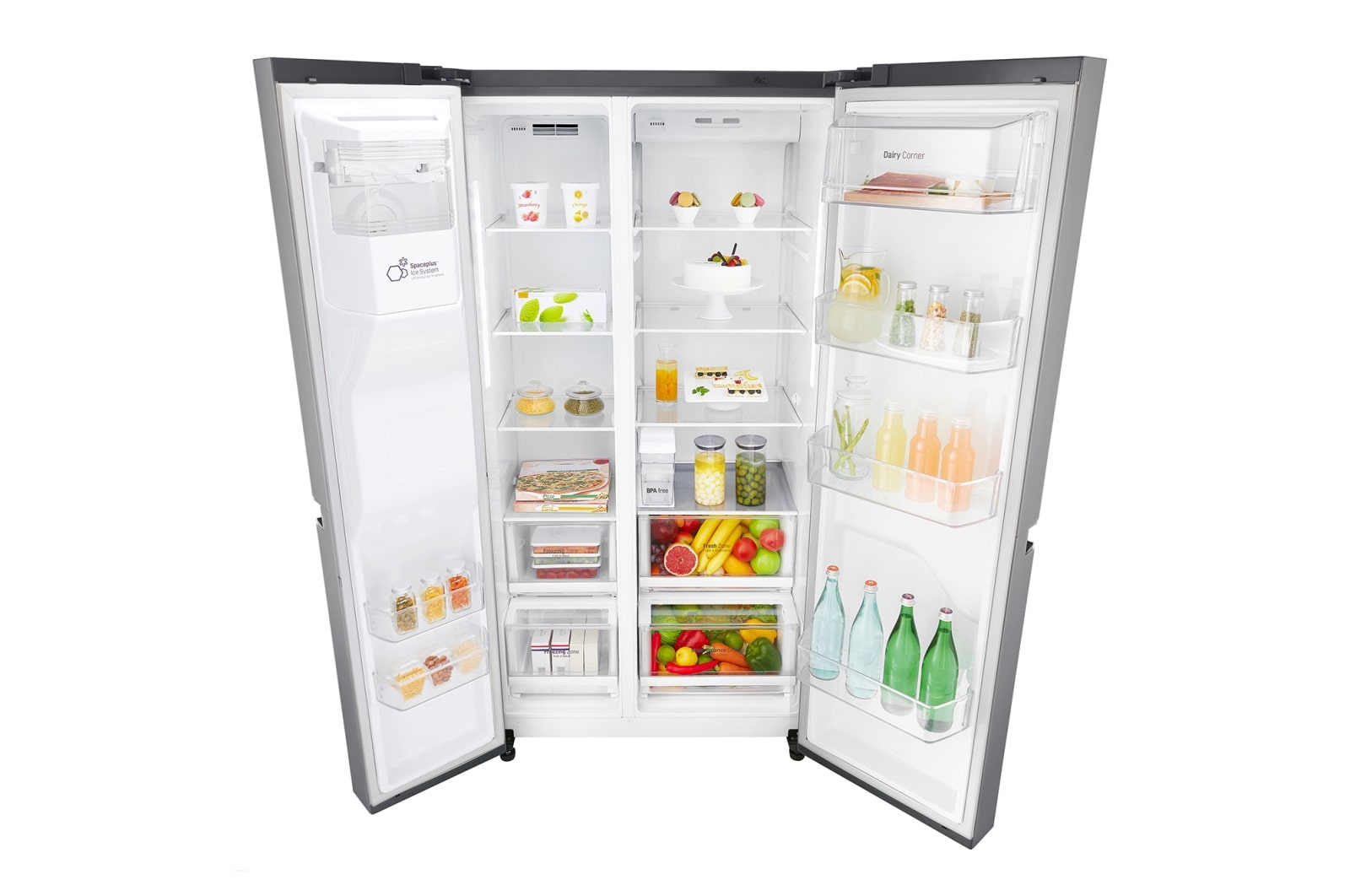 LG 625L Side by Side Fridge non-Plumbed Ice & Water Dispenser, GS-L668PNL