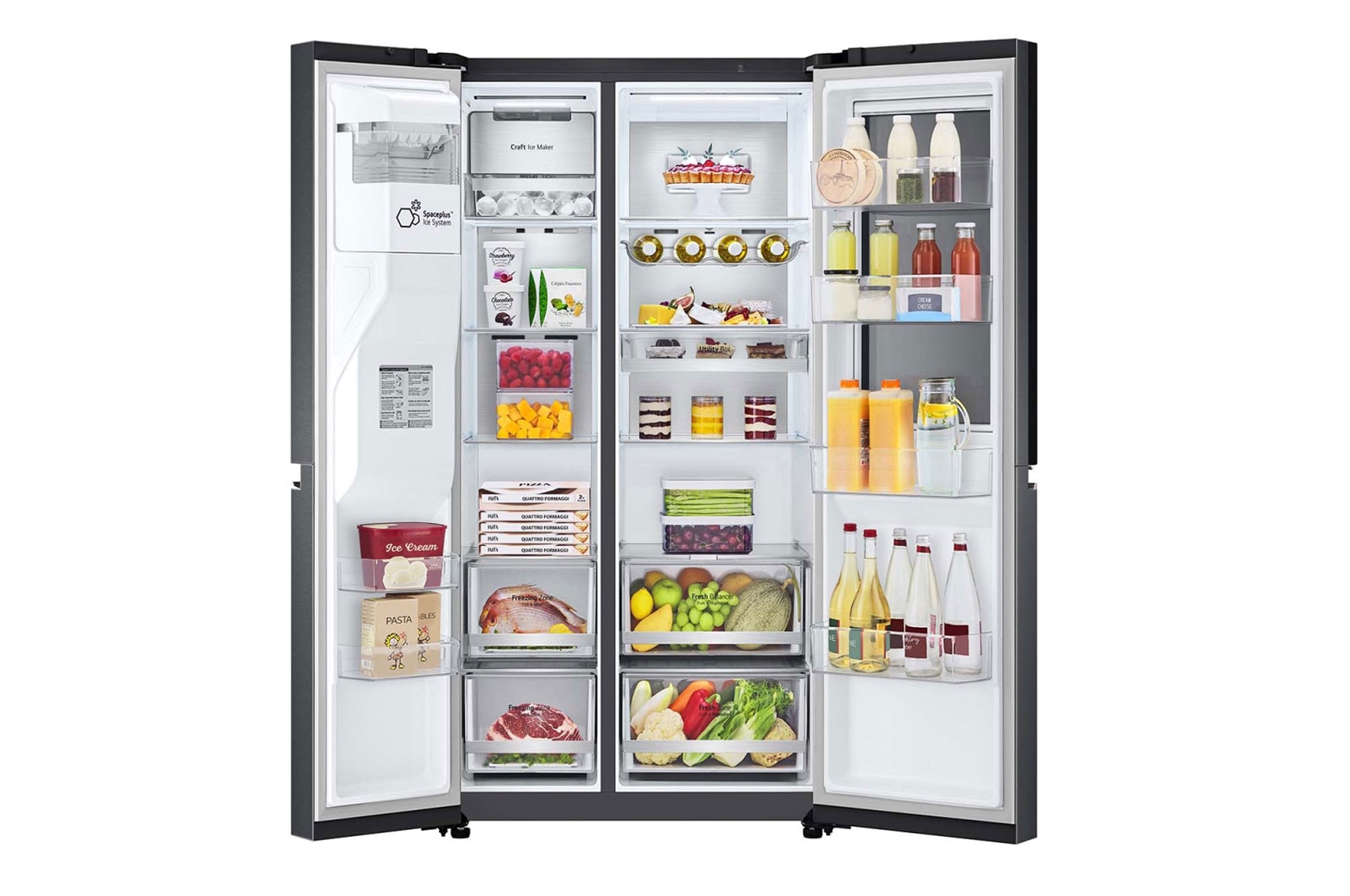 LG 635L Side by Side Fridge in Matte Black Finish, GS-V635MBLC