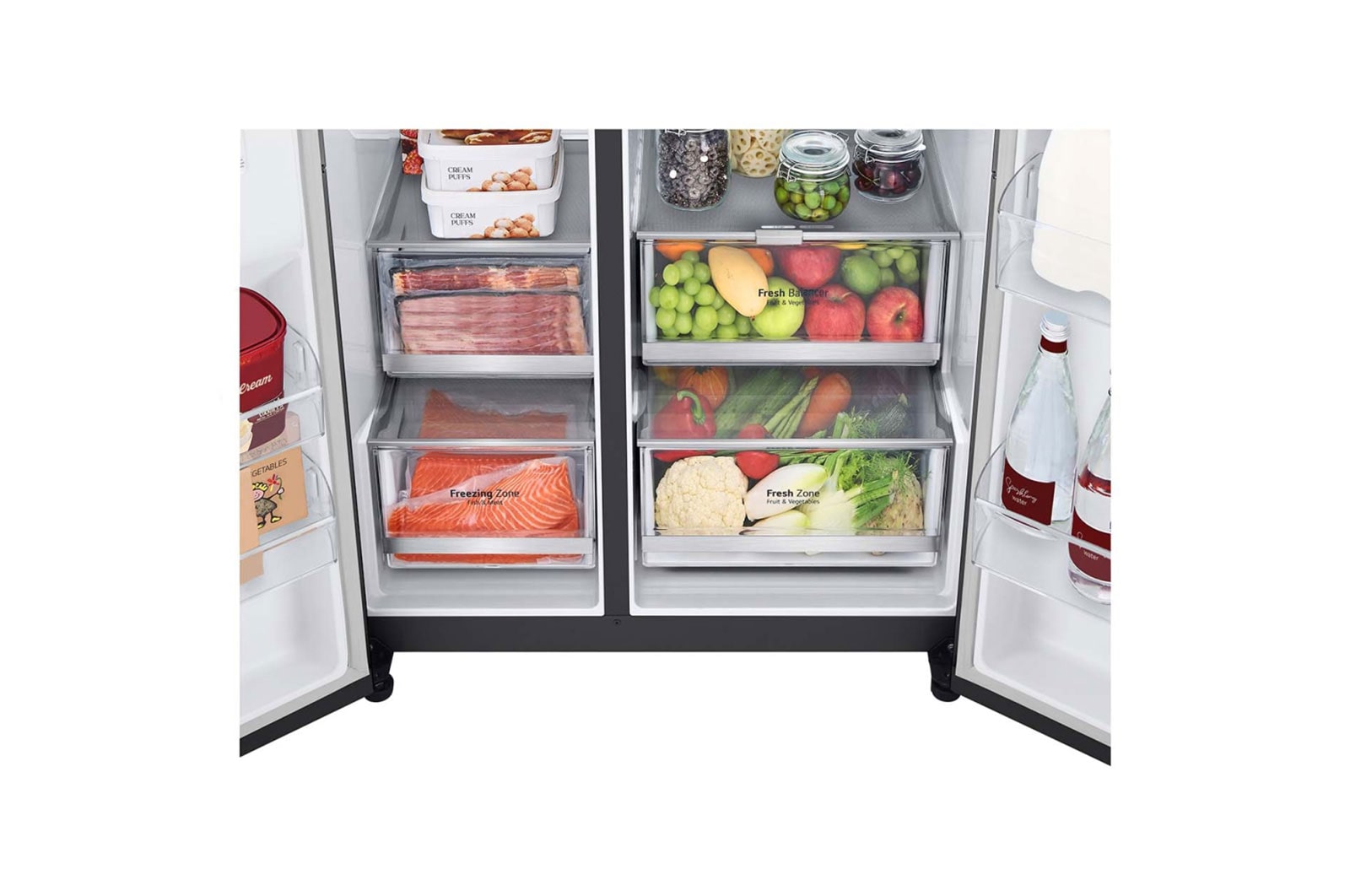 LG 635L Side by Side Fridge in Matte Black Finish, GS-V635MBLC