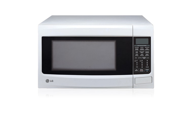 LG 34L White Round Cavity Microwave Oven with 10 different power levels and Auto Cook Menus, MS3446VRW