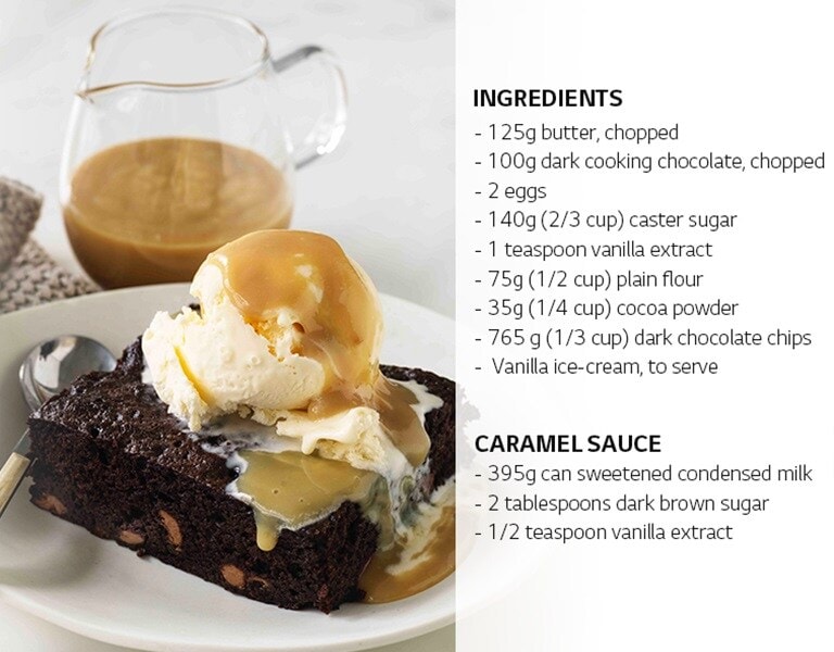 Microwave Chocolate Brownie with Caramel Sauce