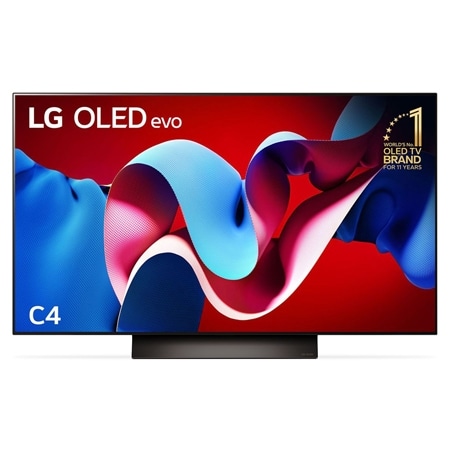 Front view with LG OLED evo and 11 Years World No.1 OLED Emblem on screen