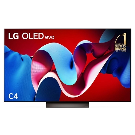 Front view with LG OLED evo and 11 Years World No.1 OLED Emblem on screen