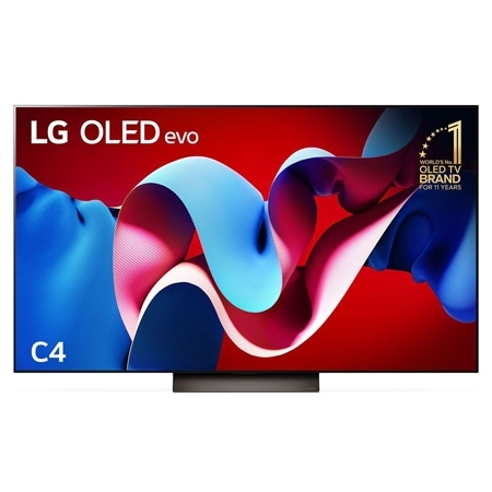 Front view with LG OLED evo and 11 Years World No.1 OLED Emblem on screen