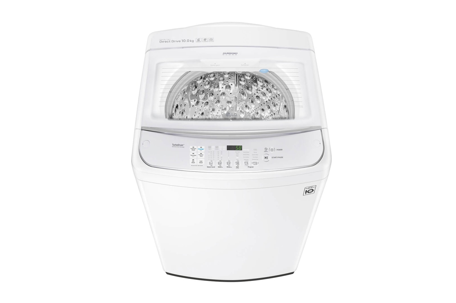 LG 10kg Top Load Washing Machine with TurboClean3D™, WTG1034WF