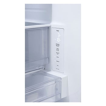 Close up view of LG ThinQ® of multi-door refrigerator.