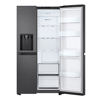 front view one side door open without food