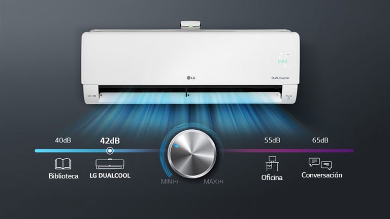 El ruido del aire acondicionado es de 42 dB, tan silencioso como el de la biblioteca.