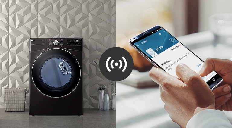 La secadora se puede controlar mediante la aplicación ThinQ™ en el teléfono inteligente a través de la conectividad Wi-Fi.