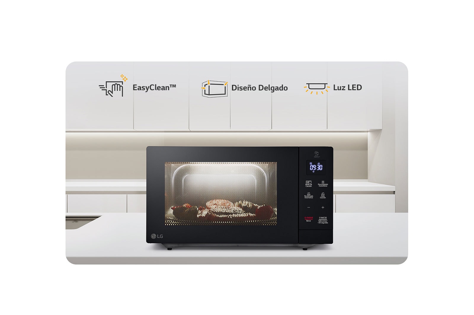 LG Microondas NeoChef™ Slim 1.1p³ 1350W Función Grill Negro, MH7032JAS