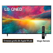 LG Pantalla LG QNED 75 55'' 4K SMART TV con ThinQ AI, Una vista frontal del televisor LG QNED con una imagen de relleno y el logotipo del producto en, 55QNED75SRA