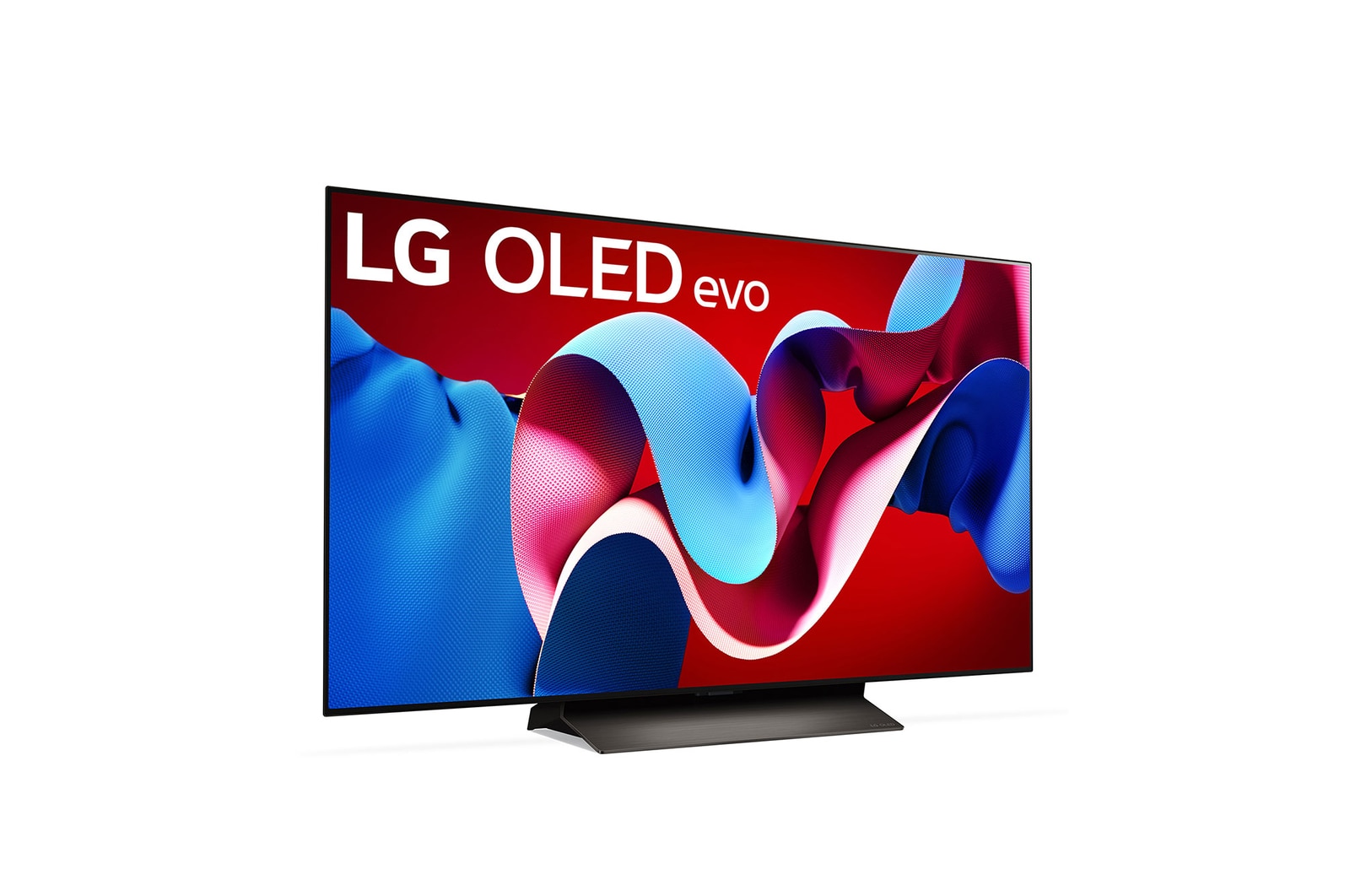 Vista frontal con LG OLED evo y el emblema OLED número 1 del mundo de 11 años en la pantalla