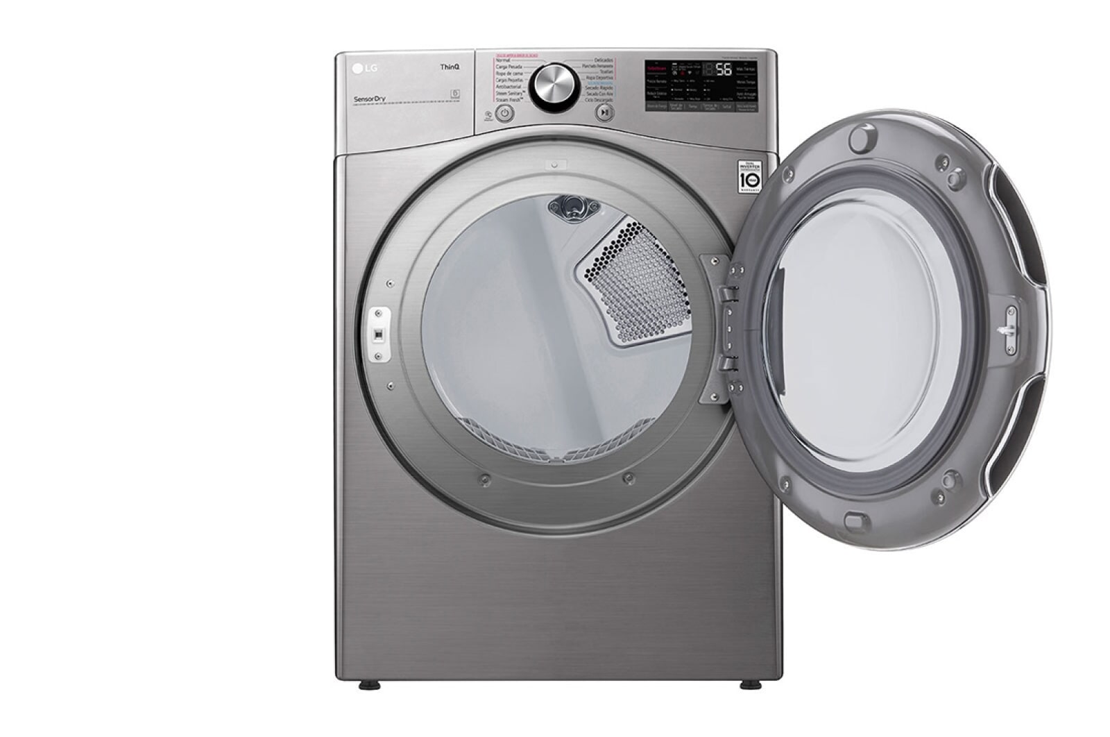 LG 22kg Secadora a Gas de Carga Frontal con TurboSteam™ & SmartThinQ(Wi-Fi), Color Stainless Steel, Puerta de Vidrio templado, DF22VV2SBR