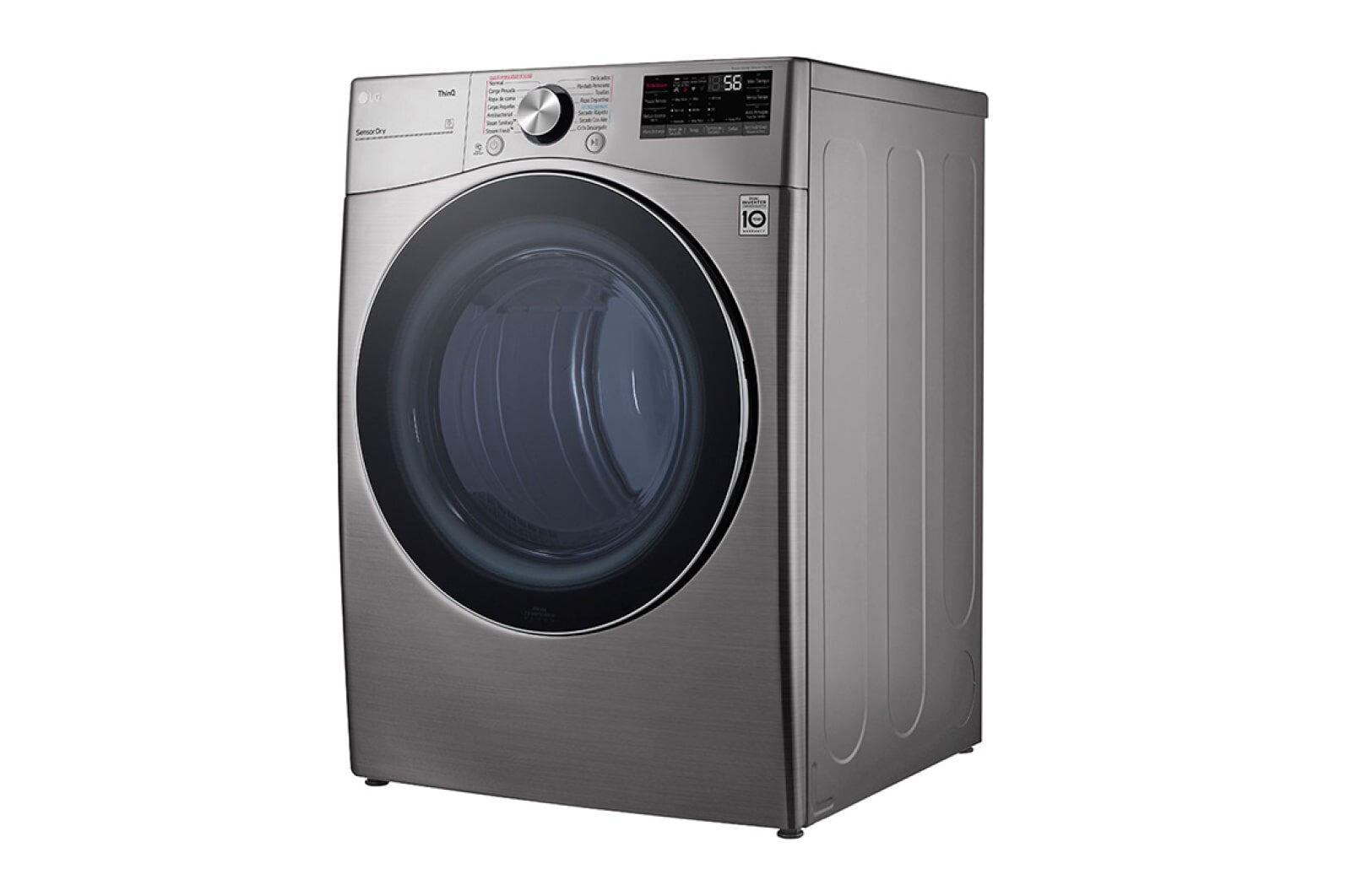 LG 22kg Secadora a Gas de Carga Frontal con TurboSteam™ & SmartThinQ(Wi-Fi), Color Stainless Steel, Puerta de Vidrio templado, DF22VV2SBR