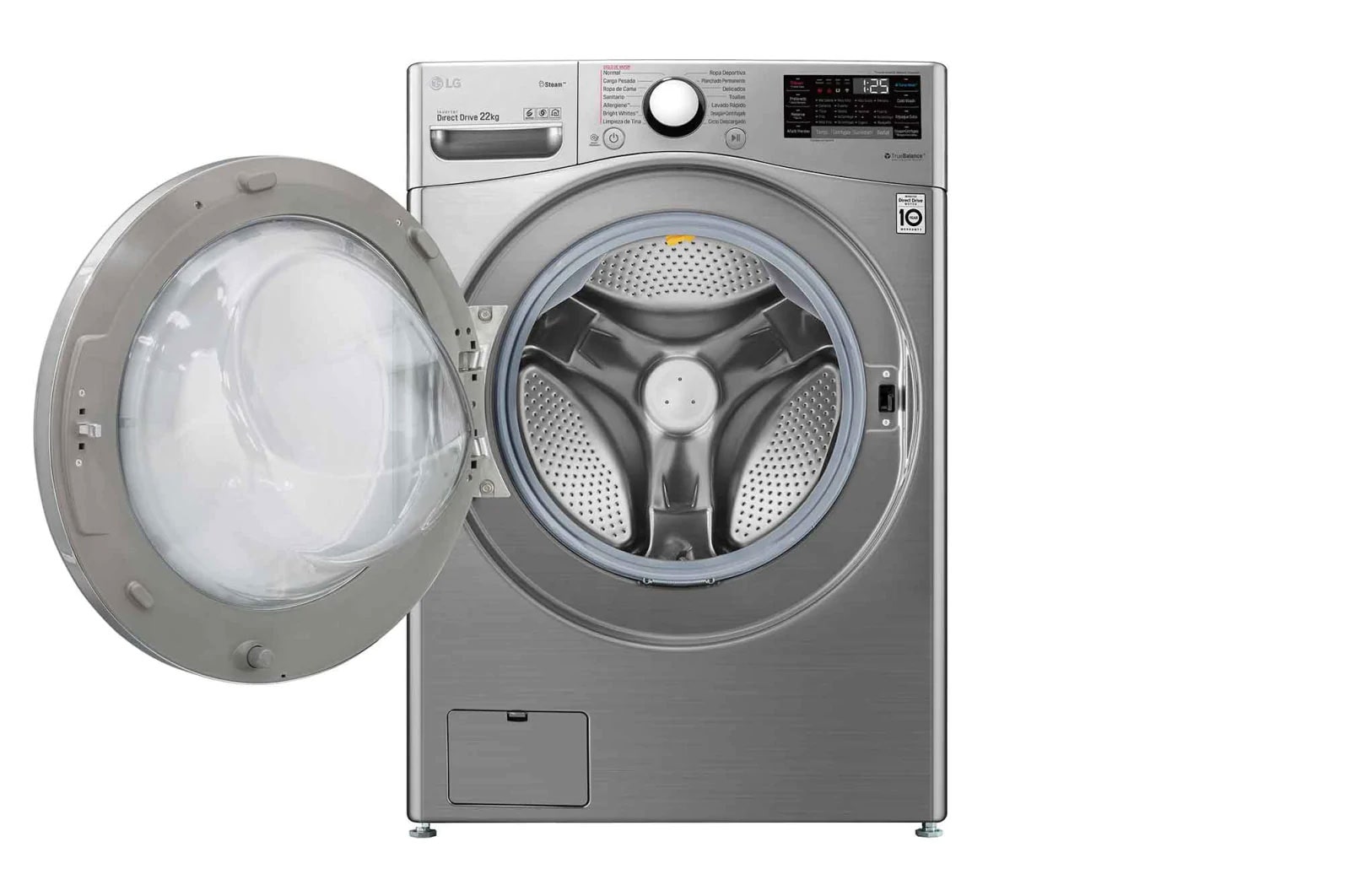 LG 22kg Lavadora Carga Frontal con Direct Drive Inverter & ThinQ, Color Acero, WM22VV2S6B