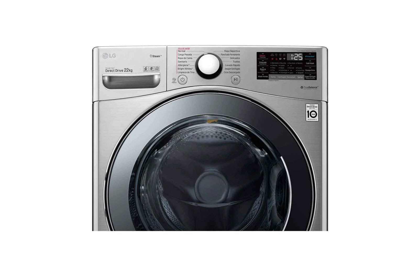 LG 22kg Lavadora Carga Frontal con Direct Drive Inverter & ThinQ, Color Acero, WM22VV2S6B