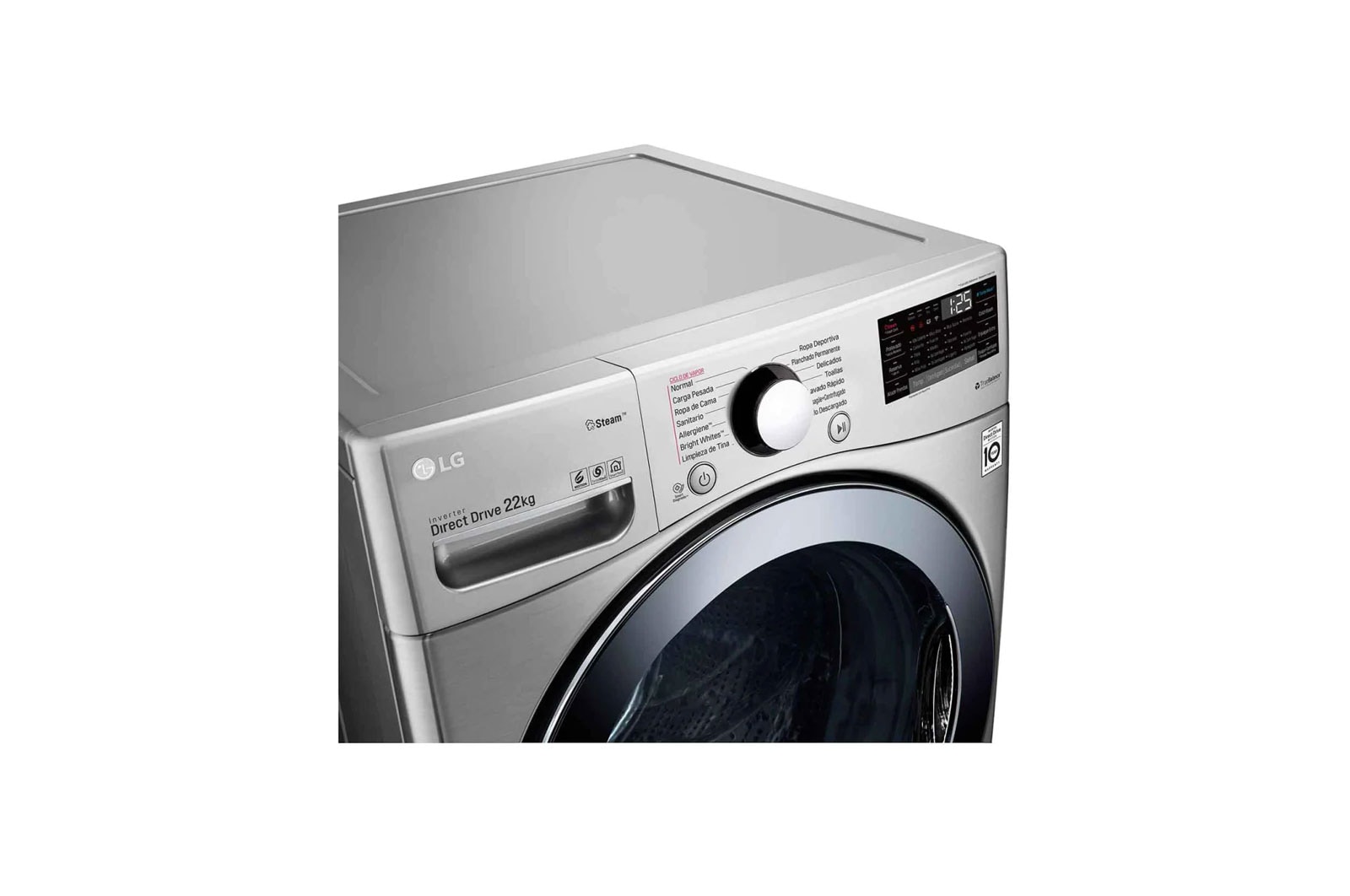 LG 22kg Lavadora Carga Frontal con Direct Drive Inverter & ThinQ, Color Acero, WM22VV2S6B