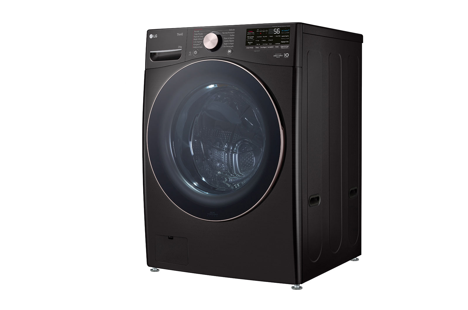 LG Lavadora Carga Frontal 25kg/55lbs LG TurboWash™ 360° Steam™ Black Steel , WM25BV2S6BR