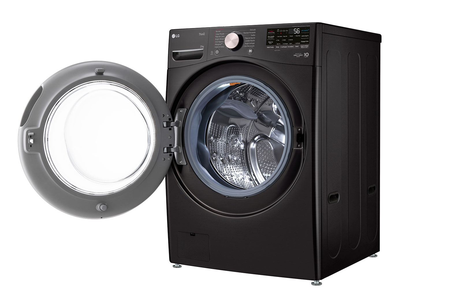 LG Lavadora Carga Frontal 25kg/55lbs LG TurboWash™ 360° Steam™ Black Steel , WM25BV2S6BR