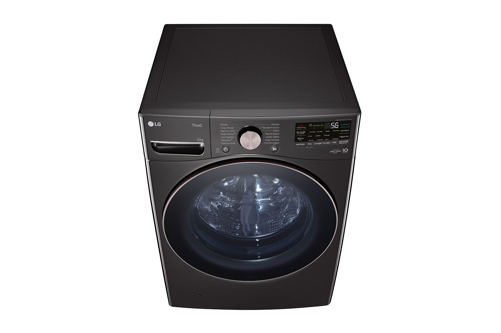 LG Lavadora Carga Frontal 25kg/55lbs LG TurboWash™ 360° Steam™ Black Steel , WM25BV2S6BR