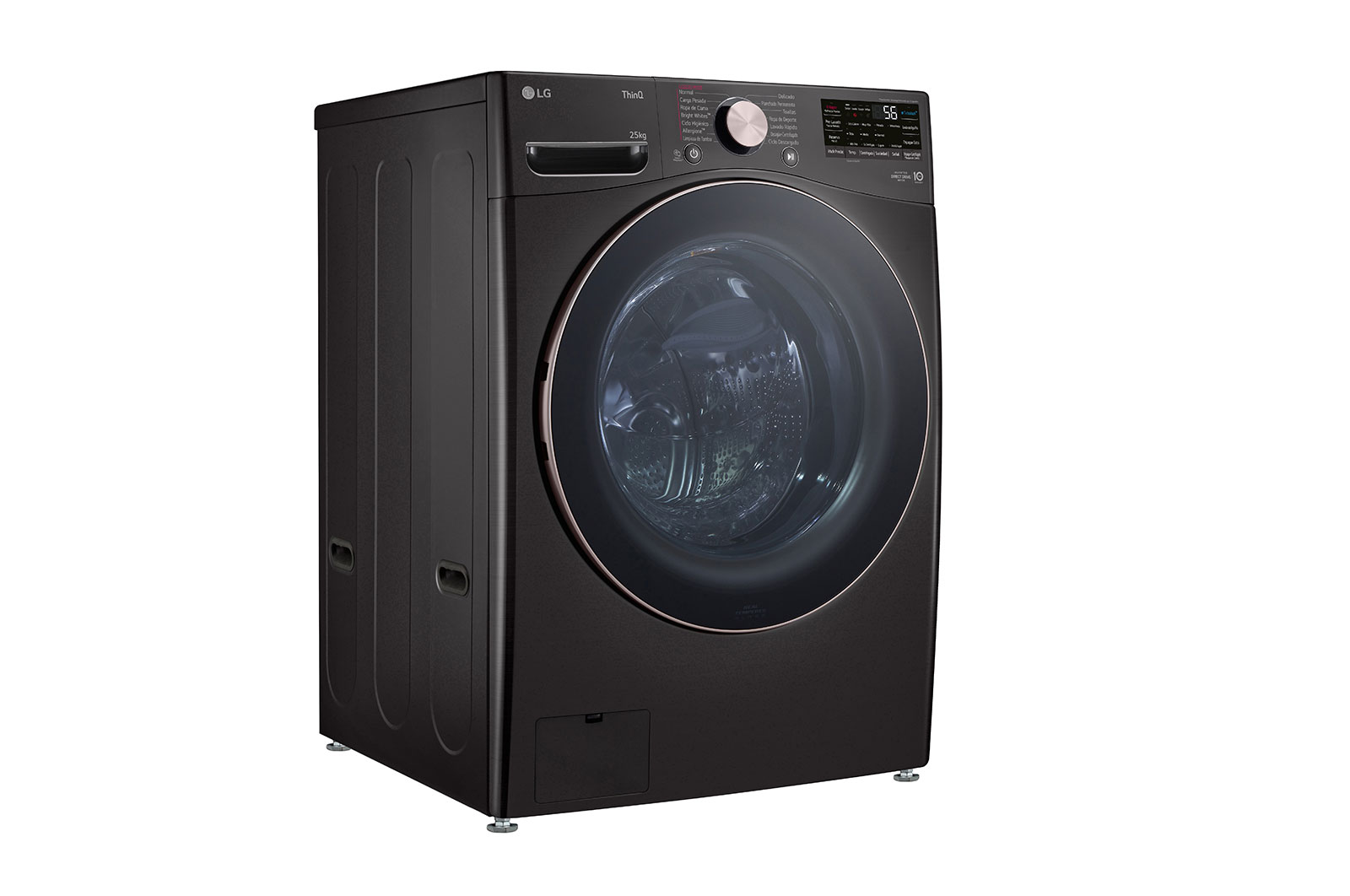 LG Lavadora Carga Frontal 25kg/55lbs LG TurboWash™ 360° Steam™ Black Steel , WM25BV2S6BR