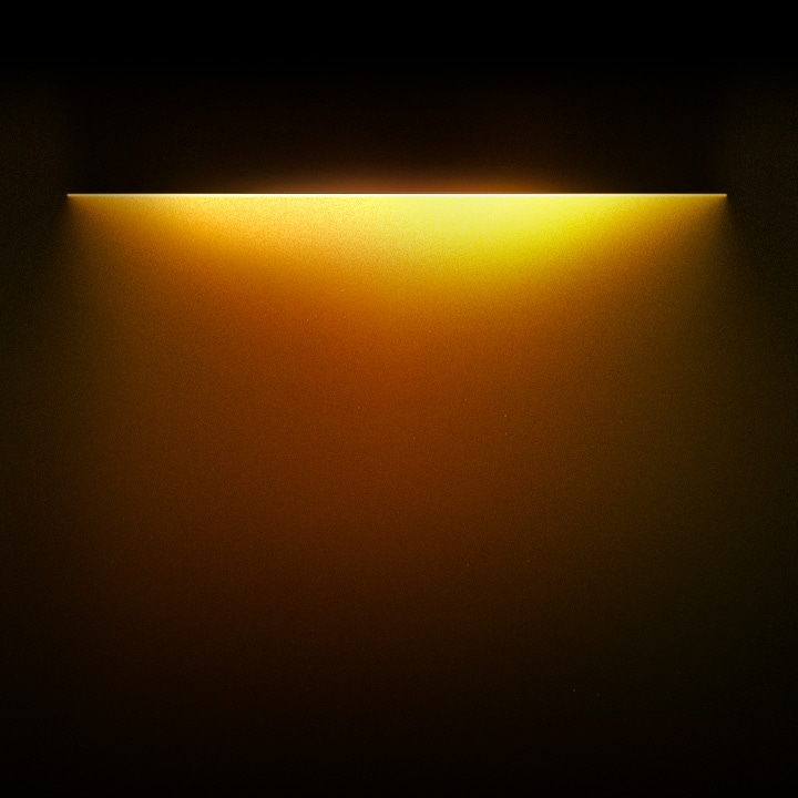 Una luz de color amarillo que resalta gradualmente el texto “Para un interior sin complicaciones” a continuación.