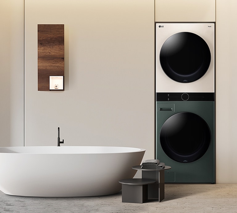 La torre de lavado LG WashTower™ combina perfectamente con los muebles generando un interior armónico en tu espacio de lavado.