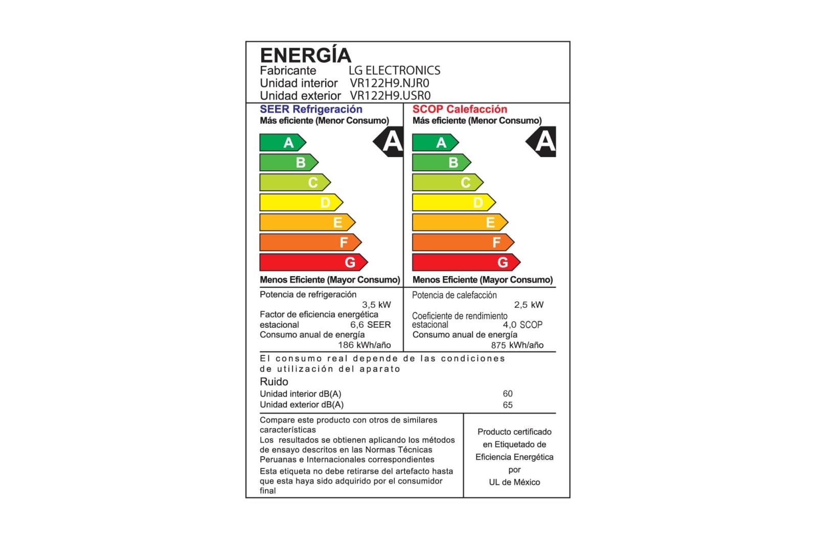 LG ARTCOOL, Aire Acondicionado Inverter 12000 BTU. Frío/Calor, VR122H9