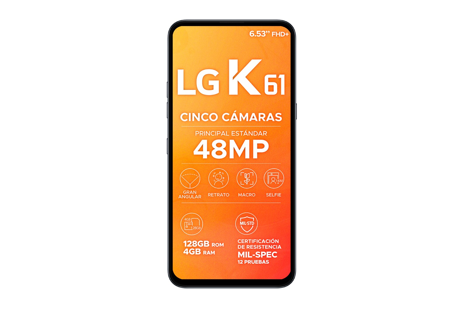 LG K61, Cinco Cámaras y 128GB de almacenamiento, LMQ630HA