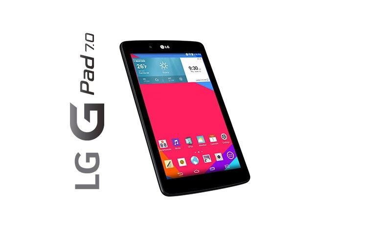 LG Tablet G Pad 7.0, android 4.4.2 KitKat, pantalla IPS de 7", procesador Quad Core Snapdragon 400 a 1.2ghz, batería li-on de 4.000mah, Wi-Fi, cámaras trasera de 3 MP y frontal de 1.3 MP., V400