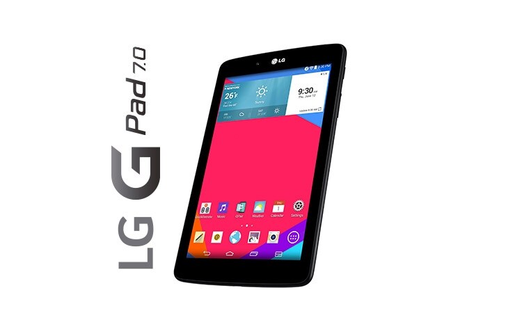 LG Tablet G Pad 7.0, android 4.4.2 KitKat, pantalla IPS de 7", procesador Quad Core Snapdragon 400 a 1.2ghz, batería li-on de 4.000mah, Wi-Fi, cámaras trasera de 3 MP y frontal de 1.3 MP., V400