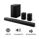 LG Home Theater Soundbar de 5.1 canales con sonido envolvente y altavoces S60TR