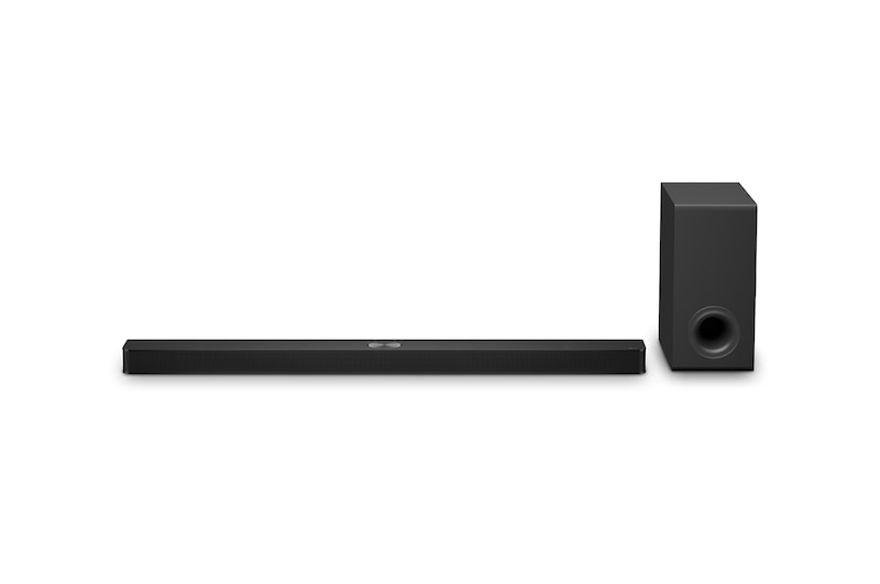 Front view of LG Soundbar S90TY and subwoofer