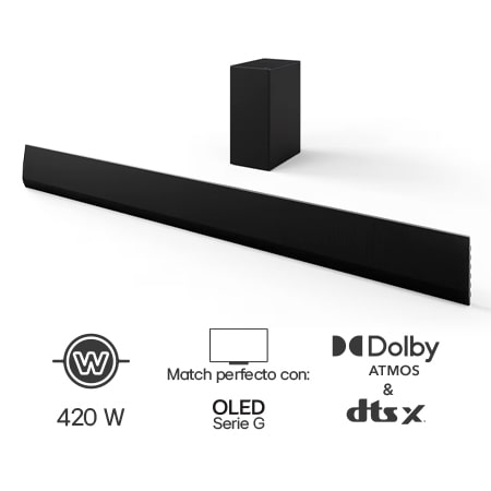 Front view of LG Soundbar SG10TY and Subwoofer